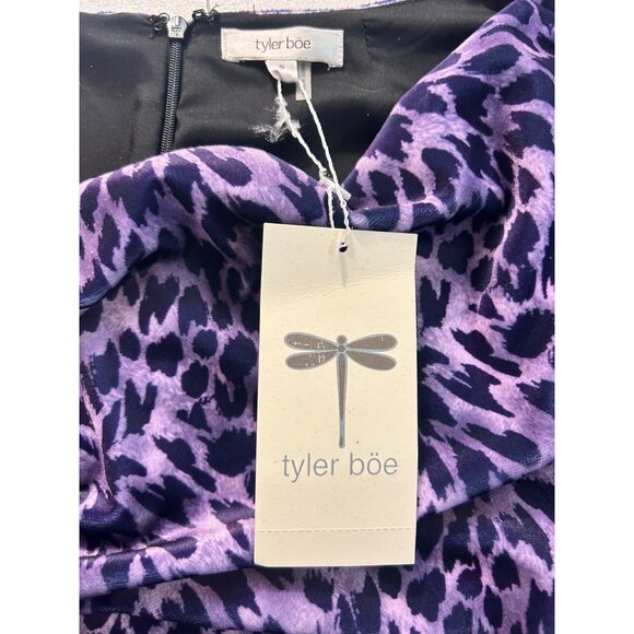 TYLER BOE Hailey Shift Dress Purple Animal Print Women Crushed Velvet Small NWT - Picture 4 of 5